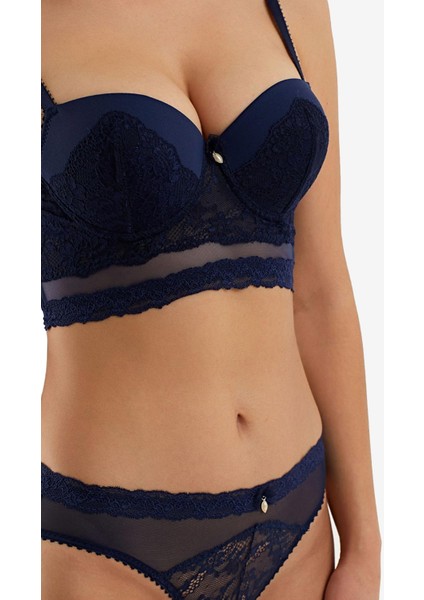 564 Lacivert Push-Up Bralet Takım