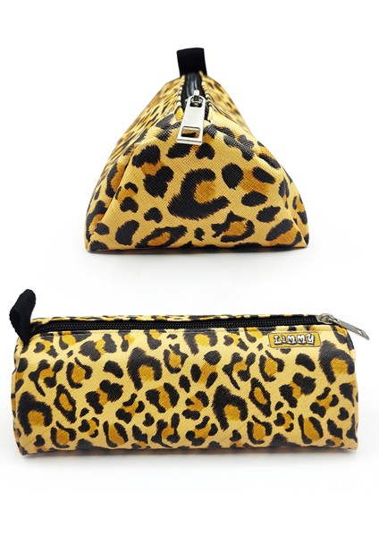 Kalem Kutusu Üçgen Leopar Desenli Kalemkutu Jumbo Vegan Deri Kalemlik fiyatları