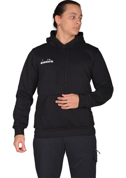 Bergamo - Erkek Siyah Pamuklu Spor Sweatshirt - DDBER1030016