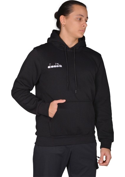 Bergamo - Erkek Siyah Pamuklu Spor Sweatshirt - DDBER1030016