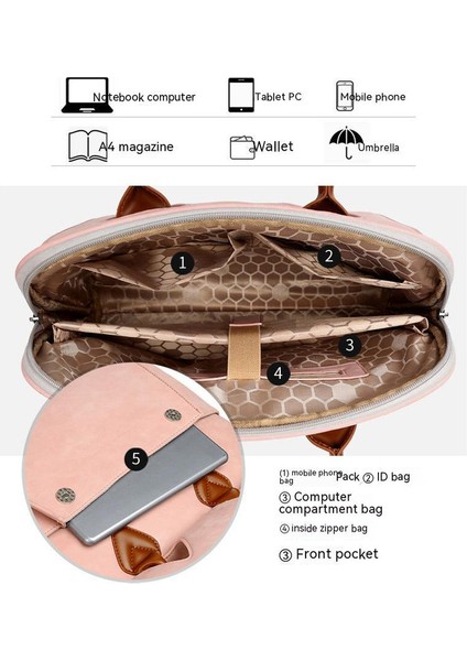 15.6 İnç Bilgisayar İçin Uygun Notebook Çantası - Pembe (Yurt Dışından)