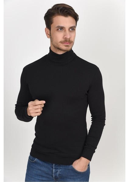 Erkek Slim Fit Tam Balıkçı Yaka Uzun Kollu Penye Sweat fiyatları