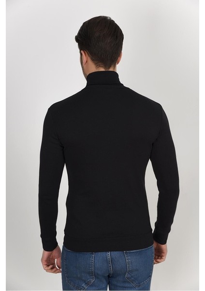 Erkek Slim Fit Tam Balıkçı Yaka Uzun Kollu Penye Sweat modelleri