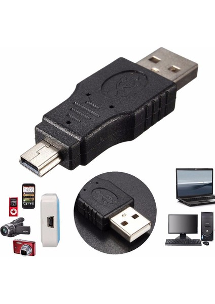 5 Pin USB Erkek To USB Erkek - Mini USB Çevirici