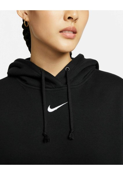 Sportswear Collection Essantial Bol Kesim Siyah Kadın Sweatshrit