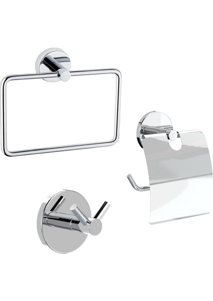 Banyo Aksesuar 3'lü Set Havluluk - Wc Kağıtlık - 2'li Askı Paslanmaz