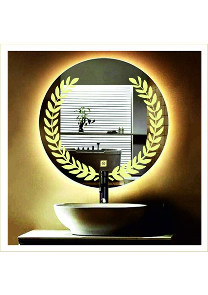 90 Cm Günışığı Ledli Tasarım Kumlamalı Dokunmatik Tuşlu Banyo Aynası Makyaj Aynası Işıklı Ayna modelleri