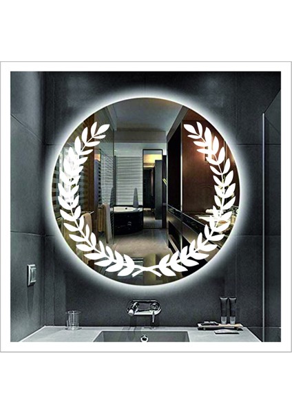 50 Cm Günışığı Ledli Tasarım Kumlamalı Banyo Aynası Makyaj Aynası Işıklı Ayna