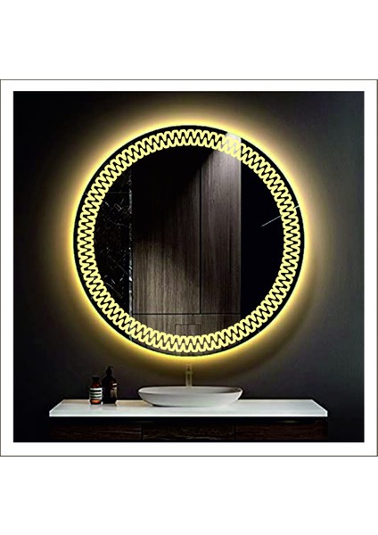 60 Cm Beyaz Ledli Tasarım Kumlamalı Banyo Aynası Makyaj Aynası Işıklı Ayna indirimleri