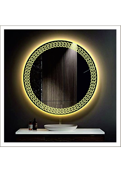 60 Cm Beyaz Ledli Tasarım Kumlamalı Banyo Aynası Makyaj Aynası Işıklı Ayna fırsatları