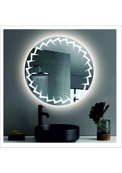Dnr-Mirror 70 cm Günışığı Ledli Tasarım Kumlamalı Banyo Aynası Makyaj Aynası Işıklı Ayna indirimleri