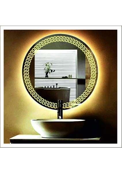 60 Cm Günışığı Ledli Tasarım Kumlamalı Banyo Aynası Makyaj Aynası Işıklı Ayna modelleri