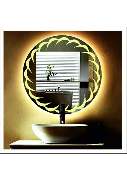 90 Cm Beyaz Ledli Tasarım Kumlamalı Banyo Aynası Makyaj Aynası Işıklı Ayna indirimleri