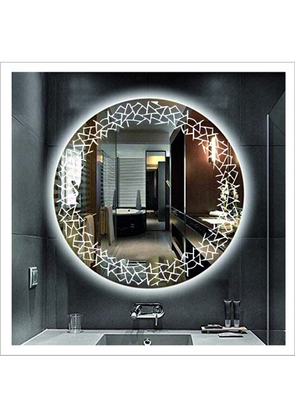 Dnr-Mirror 70 cm Günışığı Ledli Tasarım Kumlamalı Banyo Aynası Makyaj Aynası Işıklı Ayna fırsatları