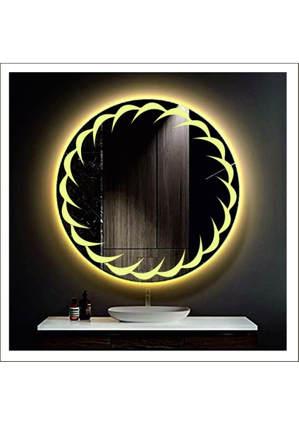 Dnr-Mirror 70 cm Beyaz Ledli Tasarım Kumlamalı Banyo Aynası Makyaj Aynası Işıklı Ayna fırsatları