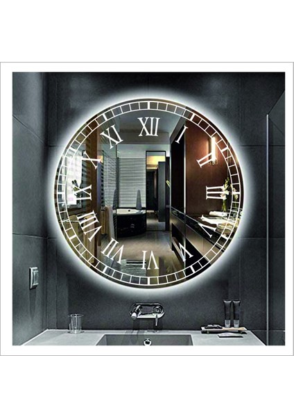 Dnr-Mirror 80 cm Günışığı Ledli Tasarım Kumlamalı Banyo Aynası Makyaj Aynası Işıklı Ayna fırsatları