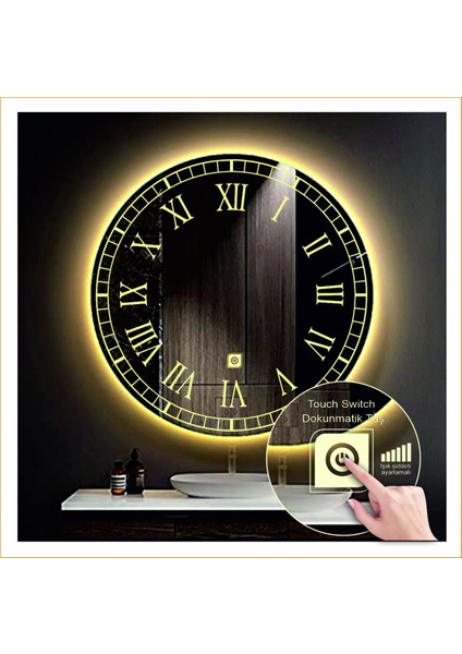 Dnr-Mirror 70 cm Günışığı Ledli Tasarım Kumlamalı Dokunmatik Tuşlu Banyo Aynası Makyaj Aynası Işıklı Ayna modelleri