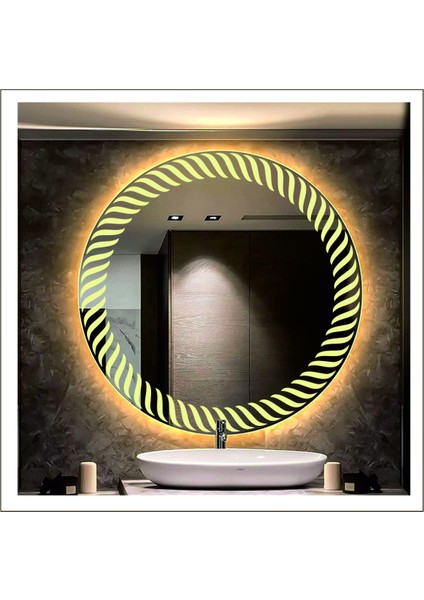 50 Cm Beyaz Ledli Tasarım Kumlamalı Banyo Aynası Makyaj Aynası Işıklı Ayna modelleri