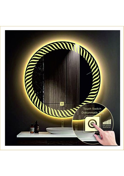 Dnr-Mirror 70 cm Günışığı Ledli Tasarım Kumlamalı Dokunmatik Tuşlu Banyo Aynası Makyaj Aynası Işıklı Ayna fiyatları