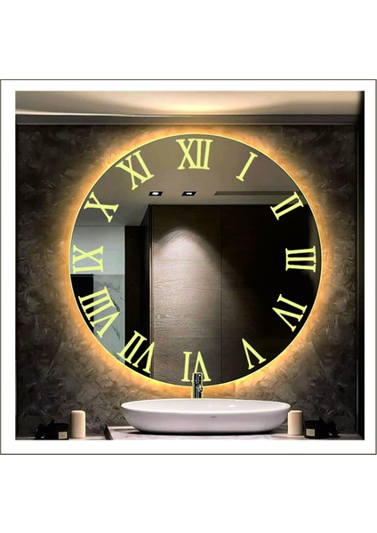 90 Cm Beyaz Ledli Tasarım Kumlamalı Banyo Aynası Makyaj Aynası Işıklı Ayna fırsatları