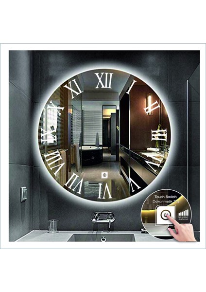 Dnr-Mirror 70 cm Günışığı Ledli Tasarım Kumlamalı Dokunmatik Tuşlu Banyo Aynası Makyaj Aynası Işıklı Ayna fırsatları
