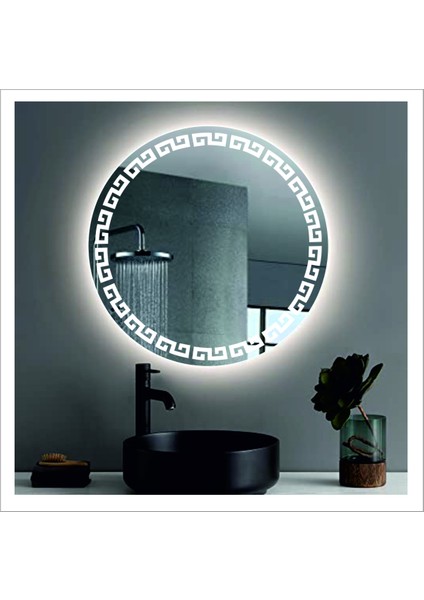 Dnr-Mirror 80 cm Günışığı Ledli Tasarım Kumlamalı Banyo Aynası Makyaj Aynası Işıklı Ayna indirimleri