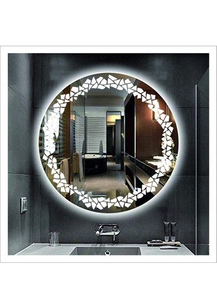 60 Cm Günışığı Ledli Tasarım Kumlamalı Banyo Aynası Makyaj Aynası Işıklı Ayna fırsatları