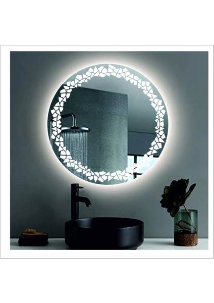 60 Cm Günışığı Ledli Tasarım Kumlamalı Banyo Aynası Makyaj Aynası Işıklı Ayna indirimleri