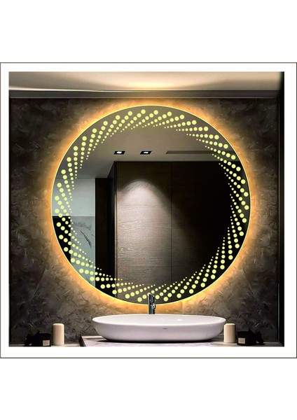 55 Cm Beyaz Ledli Tasarım Kumlamalı Banyo Aynası Makyaj Aynası Işıklı Ayna fırsatları