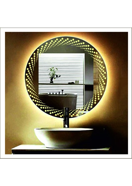 60 Cm Günışığı Ledli Tasarım Kumlamalı Banyo Aynası Makyaj Aynası Işıklı Ayna modelleri