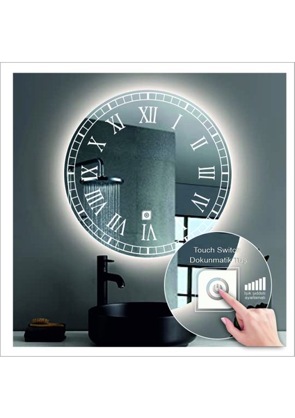 90 Cm Beyaz Ledli Tasarım Kumlamalı Dokunmatik Tuşlu Banyo Aynası Makyaj Aynası Işıklı Ayna fiyatları