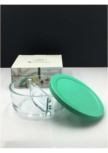 530683 Yeşil Polar Bölmeli Cam Saklama Kabı 4 Adet modelleri