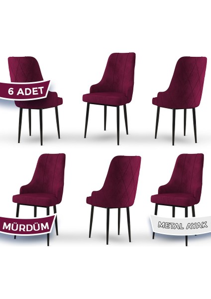 Concept Trex Serisi Babyface Kumaş Siyah Metal Ayak 6 Adet Sandalye