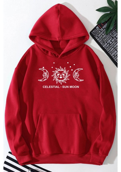 Celestial Sun Moon Baskılı Sweatshirt