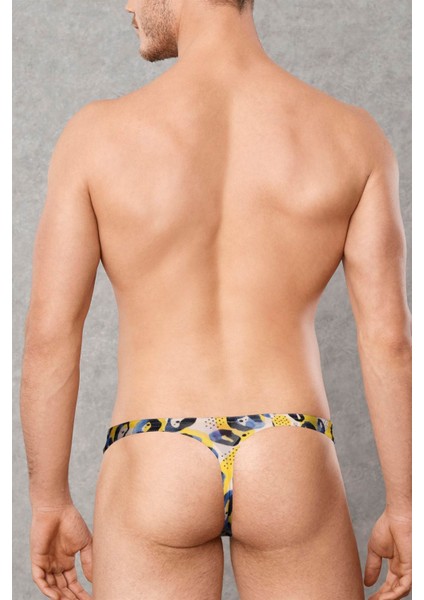 Erkek Mavi Leopar Desenli String 1404