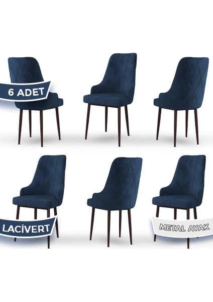 Concept Trex Serisi Babyface Kumaş Kahve Metal Ayak 6 Adet Sandalye