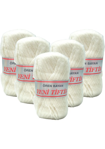 Yeni Tiftik 5 Yumak Krem El Örgü Ipliği