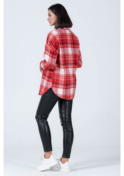 Hamile Yandan Cepli Önden Fermuarlı Ekose Oduncu Gömlek Kırmızı fırsatları