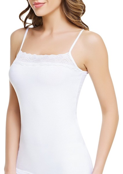 Bayan Elestan Ip Askılı Ince Dantelli Atlet