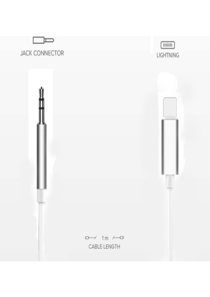 Lightning To 3.5mm Aux Ses Kablosu Çevirici Dönüştürücü Kablo 1 Metre - Siyah