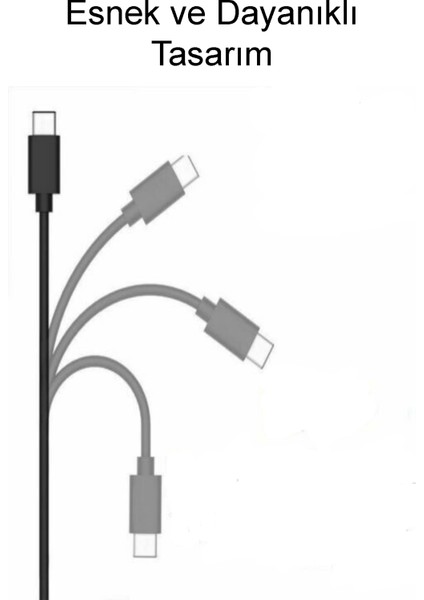 Type-C 2.4 Amper Hızlı Şarj ve Data Kablosu 1 Metre - Siyah