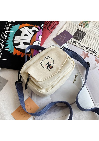 Mini Bez Crossbody Çantalar Kore Tarzı Mektup Baskı Öğrenci Bez Çanta Çalışma Çalışması Kullanımı Için (Yurt Dışından)