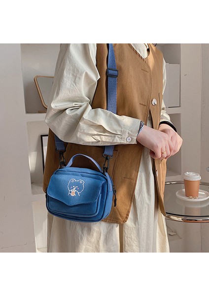 Mini Bez Crossbody Çantalar Kore Tarzı Mektup Baskı Öğrenci Bez Çanta Çalışma Çalışması Kullanımı Için