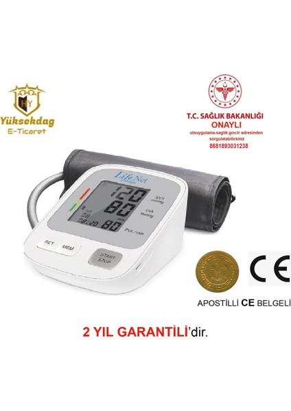 Life Net Medikal Lifenet WBP-108 Tam Otomatik Koldan Ölçer Tansiyon Aleti