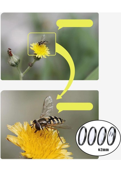 Dijital Kameralar Için Lens Torbası ile Yakın Çekim Kiti +1 +2 +4 +10 62MM (Yurt Dışından)