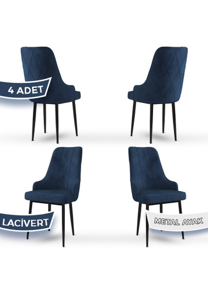 Trex Serisi Babyface Kumaş Siyah Metal Ayak 4 Adet Sandalye