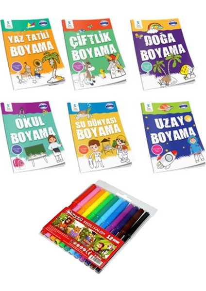 Çocuk Gelişimi Yayınları - Türkçe Ingilizce Boyama Seti (12 Renk Keçeli Boya Kalemi Hediyeli) fiyatları