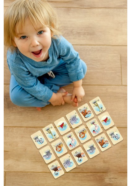 Hayvanları Öğreniyorum Ahşap Eşleştirme Kartları Hafıza Zeka Oyunu Ahşap Eğitici Puzzle Montessori, Waldorf, Reggio Emilia Modellerine Uygun
