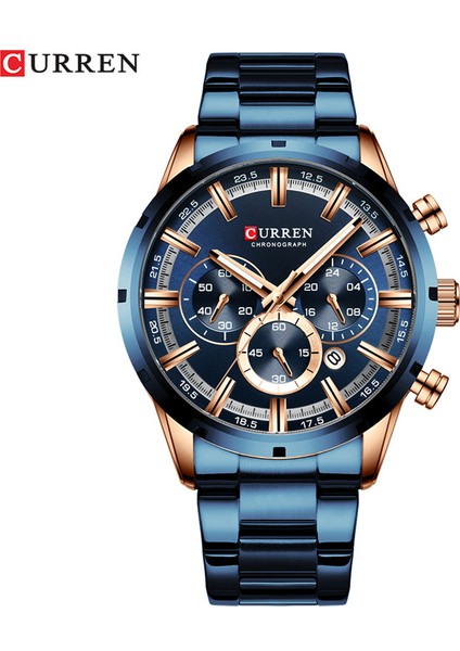 Erkek Saat Mavi Kadran Paslanmaz Çelik Kordon Tarih Erkek Iş Erkek Saatler Su Geçirmez Lüks