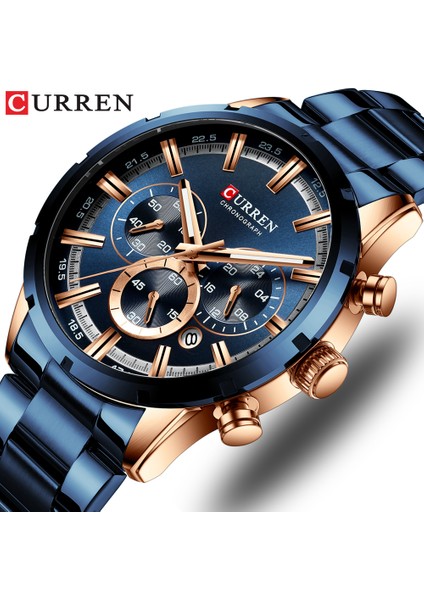 Erkek Saat Mavi Kadran Paslanmaz Çelik Kordon Tarih Erkek Iş Erkek Saatler Su Geçirmez Lüks fiyatları